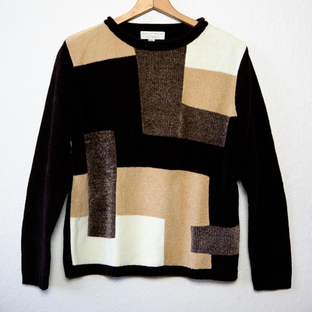 Carolyn-taylor Women's Brown and Cream Jumper